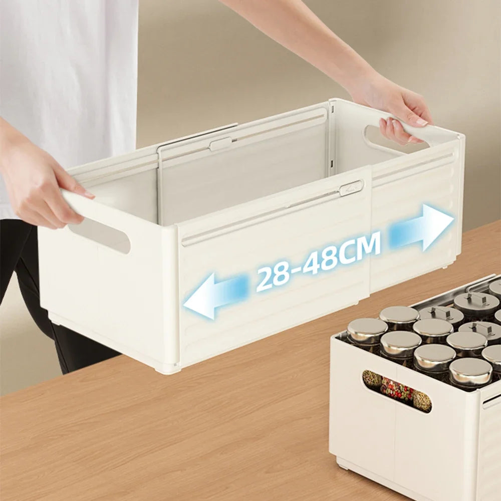 Stackable Pantry Bin, Retractable Adjustable Plastic Storage Box, 12L, Modern Glossy Organizer in Small or Large Sizes - product view 6