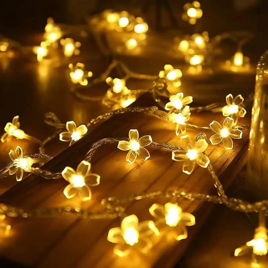Waterproof Flower Fairy String Lights, Warm Cherry Blossom LEDs, IP66, Dry-Battery Power, 1.5M or 6M for Patio Decor - product view 1