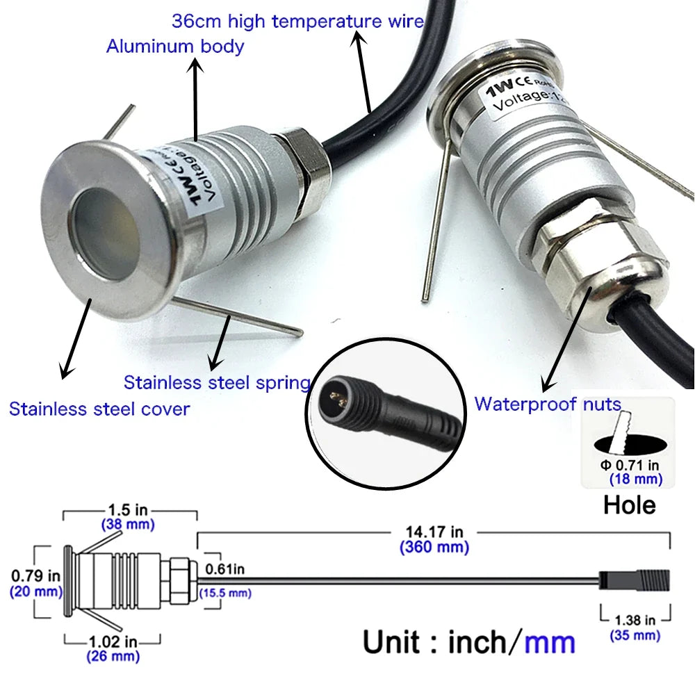 LED Deck Lights, 12V Dimmable Aluminum Outdoor Underground Lamps, IP67 Waterproof Design for Paths and Steps - product view 4