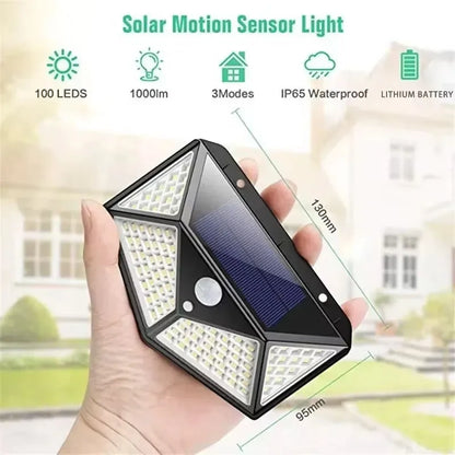 100-LED Solar Fence Light, PIR Motion Sensor, 270° Wide Illumination, IP65 Waterproof, 3 Lighting Modes for Garden and Patio - product view 4