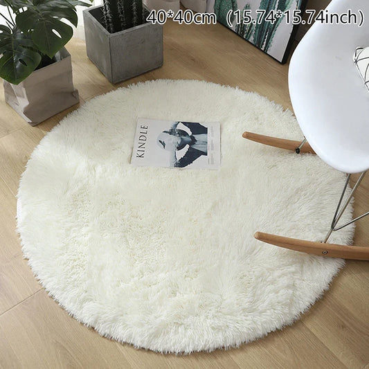 Wool Rug, Solid Modern Machine-Made Plush Carpet, 40 x 40 cm, Non-Slip Style for Living Room, Bedroom and Kids' Room - product view 1