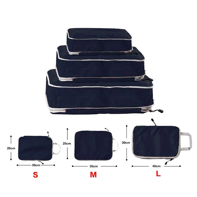 Foldable Oxford Packing Cubes, Rectangular Travel Luggage Organizers in S, M, L or 3-Piece Sizes - product view 1
