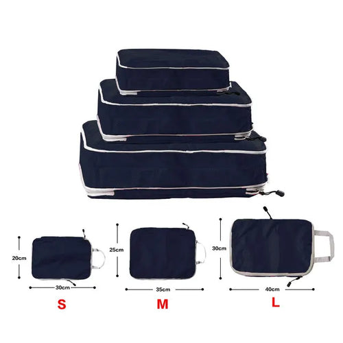 Foldable Oxford Packing Cubes, Rectangular Travel Luggage Organizers in S, M, L or 3-Piece Sizes - product view 1