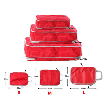 Foldable Oxford Packing Cubes, Rectangular Travel Luggage Organizers in S, M, L or 3-Piece Sizes - product view 3