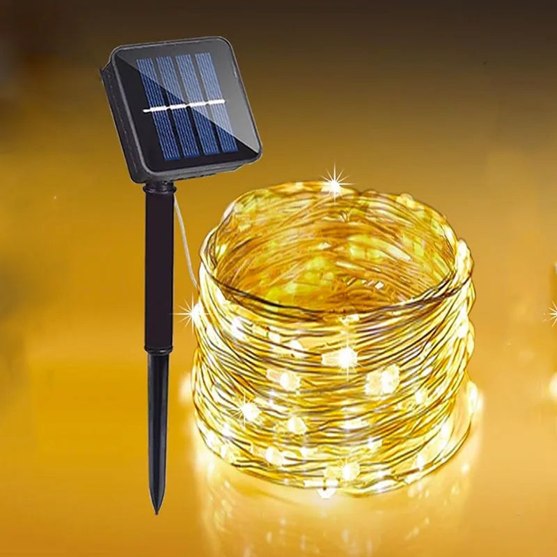 Solar Garden Lights String, IP65 Waterproof LED Wire, 8 Lighting Modes, 50–300 LEDs for Patio, Yard and Trees - product view 2