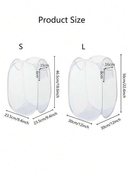 Collapsible Clothes Hamper, Foldable Mesh Laundry Basket with Side Pockets, Portable Pop-Up Design in Two Sizes - product view 3
