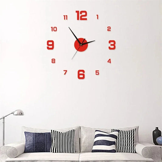 DIY 40cm Acrylic Frameless Wall Clock, Large 3D Numbers, Self-Adhesive Installation, Glow-in-the-Dark Green Option - product view 1