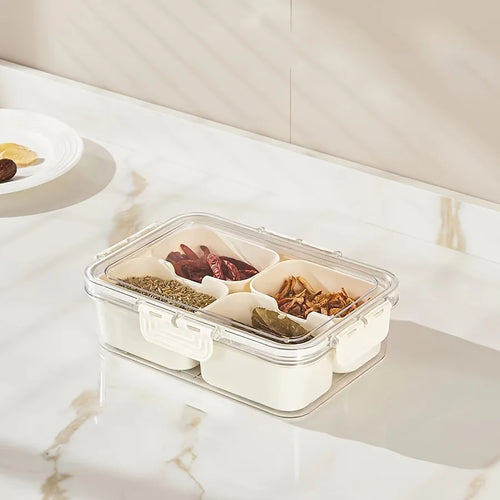Refrigerator Snack Organizer, Reusable Rectangular Plastic Food Storage Box, 4-Grid or 8-Grid Modern Kitchen Container - product view 1