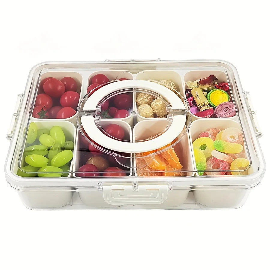 Refrigerator Snack Organizer, Reusable Rectangular Plastic Food Storage Box, 4-Grid or 8-Grid Modern Kitchen Container - product view 2