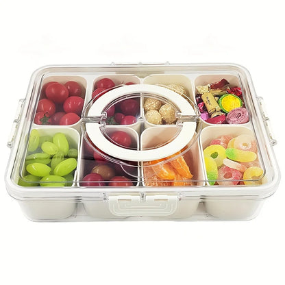 Refrigerator Snack Organizer, Reusable Rectangular Plastic Food Storage Box, 4-Grid or 8-Grid Modern Kitchen Container - product view 2
