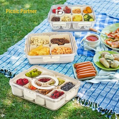 Refrigerator Snack Organizer, Reusable Rectangular Plastic Food Storage Box, 4-Grid or 8-Grid Modern Kitchen Container - product view 3