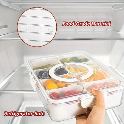 Refrigerator Snack Organizer, Reusable Rectangular Plastic Food Storage Box, 4-Grid or 8-Grid Modern Kitchen Container - product view 5