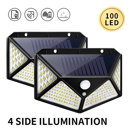 Solar Motion Sensor Driveway Light, 100 LED, 3 Modes, 270° Illumination, Self-Contained Outdoor Garden Wall Lamp - product view 1