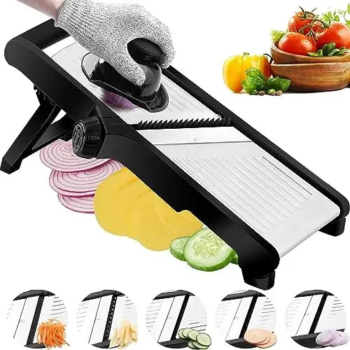 Adjustable Mandoline Slicer, Stainless Steel Vegetable Chopper for Potatoes and Tomatoes, Black or Silver - product view 1