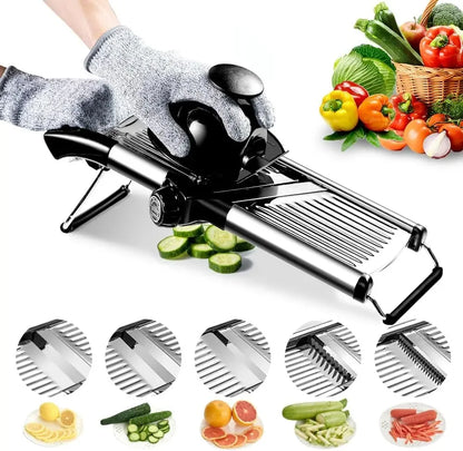 Adjustable Mandoline Slicer, Stainless Steel Vegetable Chopper for Potatoes and Tomatoes, Black or Silver - product view 3