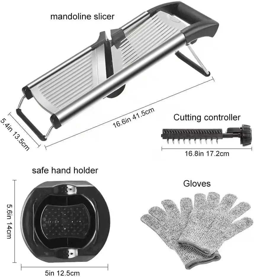 Adjustable Mandoline Slicer, Stainless Steel Vegetable Chopper for Potatoes and Tomatoes, Black or Silver - product view 4