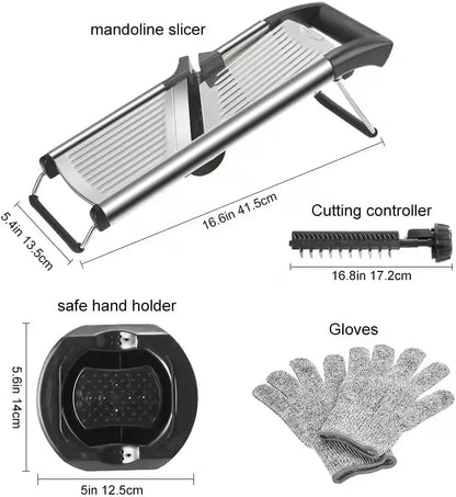 Adjustable Mandoline Slicer, Stainless Steel Vegetable Chopper for Potatoes and Tomatoes, Black or Silver - product view 4
