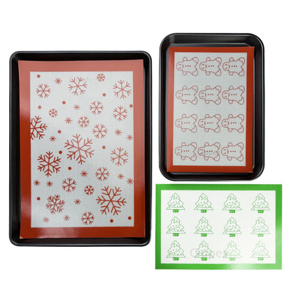 Reusable Silicone Baking Mat, Heat-Resistant Christmas Cookie Liner with Gingerbread, Tree or Snowflake Pattern - product view 6