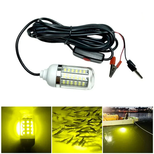 12V Underwater LED Pool Light, IP68 Waterproof ABS Fishing Lure Lamp, 4 Color Options for Ponds, Aquariums, Docks and Boats - product view 1