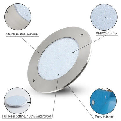 LED Pool Light, AC 12V Underwater Swimming Pool Lamp, Stainless Steel Body, RGB, Warm White or Cool White Options - product view 4