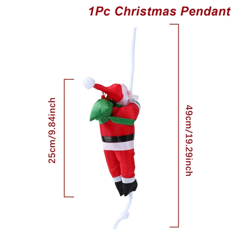 Santa Claus Decorative Ladder Ornament, Christmas Home Décor Accent, Seasonal Hanging Display in Deep Sapphire, Olive or Mint Green - product view 1