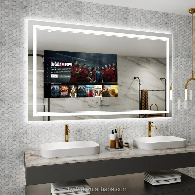 Smart Bathroom Mirror with 21.5-Inch Touchscreen, Android TV, Wi-Fi, Bluetooth and AC 100–240V Support - product view 1