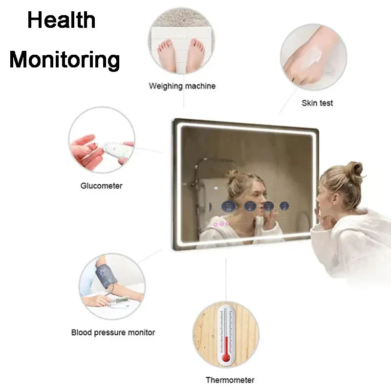 Smart Bathroom Mirror with 21.5-Inch Touchscreen, Android TV, Wi-Fi, Bluetooth and AC 100–240V Support - product view 2