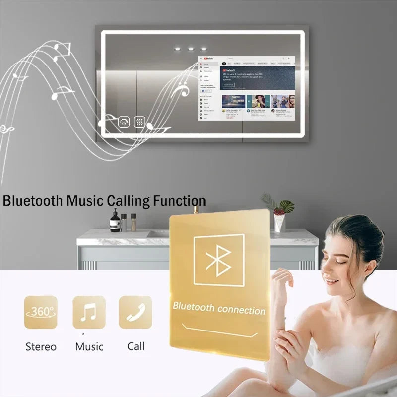 Smart Bathroom Mirror with 21.5-Inch Touchscreen, Android TV, Wi-Fi, Bluetooth and AC 100–240V Support - product view 4
