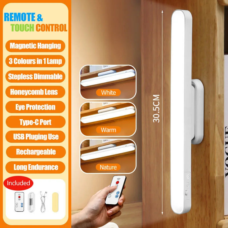 Rechargeable Magnetic Table Lamp, Dimmable LED, 3 Color Temperatures, Touch Control, 88° Adjustable, 2000mAh USB Light - product view 3