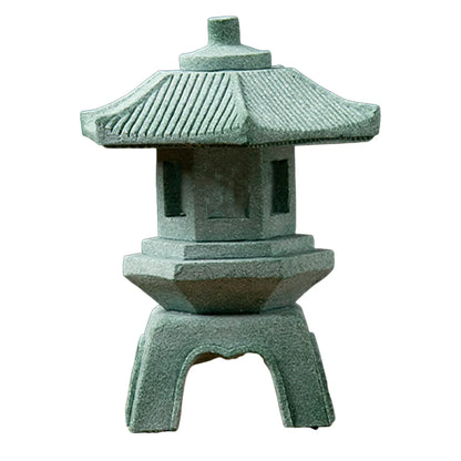 Mini Asian Garden Statue, Pagoda and Lantern Tabletop Sculpture, Small Decorative Accent for Home, Balcony or Yard - product view 1