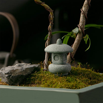 Mini Asian Garden Statue, Pagoda and Lantern Tabletop Sculpture, Small Decorative Accent for Home, Balcony or Yard - product view 3