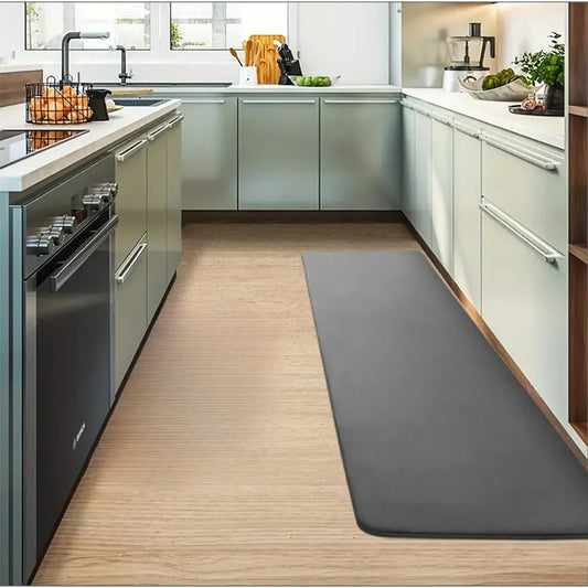 Absorbent Non-Slip Kitchen Floor Mat, Solid 100% Polyester with PVC Backing, Multiple Sizes and Colors for Home - product view 1
