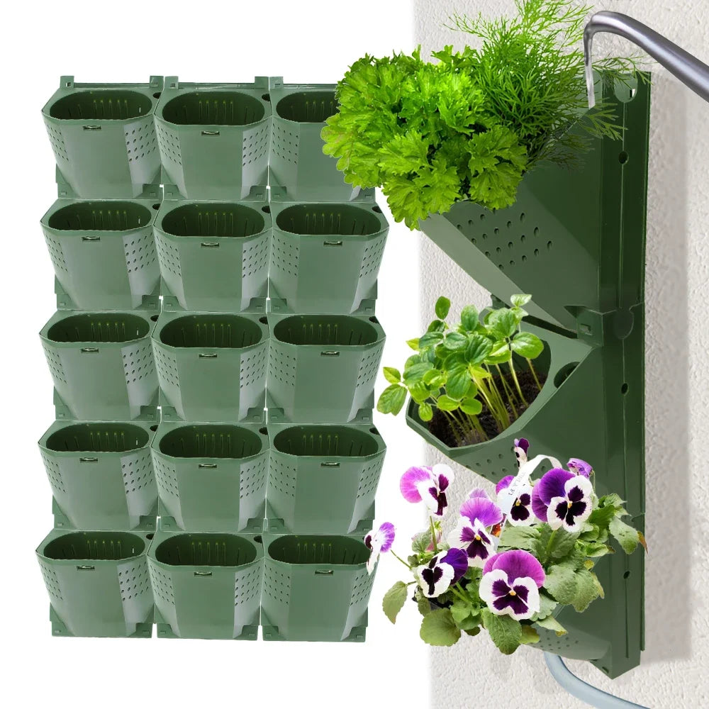 Vertical Wall Planter, PP Hanging Plant Pot with Top-Down Water Flow and 1-Hole or 3-Hole Options for Indoor Outdoor Gardens - product view 3