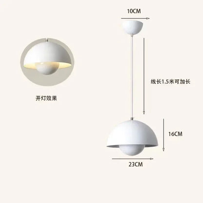 Modern Pendant Light, 23 cm Metal Chandelier with E27 LED Bulb, Knob Switch and Multi-Color Shade Options - product view 2