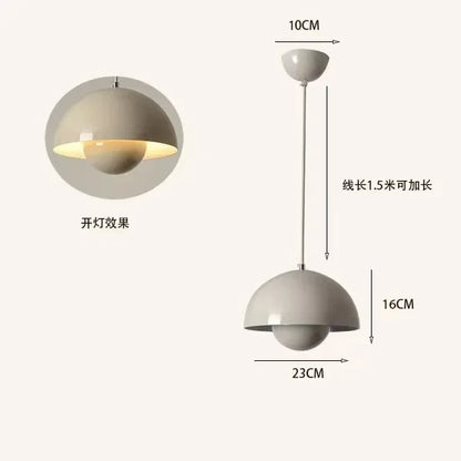 Modern Pendant Light, 23 cm Metal Chandelier with E27 LED Bulb, Knob Switch and Multi-Color Shade Options - product view 3