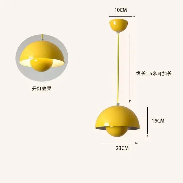 Modern Pendant Light, 23 cm Metal Chandelier with E27 LED Bulb, Knob Switch and Multi-Color Shade Options - product view 4