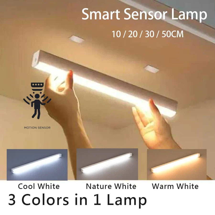 Rechargeable LED Cabinet Light, 5V Rectangle Night Light, PC Body, Warm White, Cool White or 3-Color, 10–50 cm - product view 4