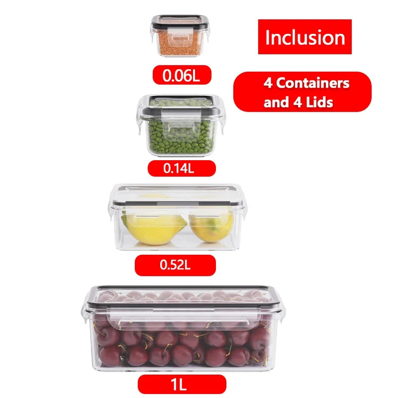 4-Piece Food Storage Container Set, Airtight Plastic Pantry Containers with Easy Snap Lids, Leak-Proof Dry Food Storage - product view 1