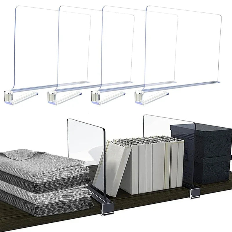 Transparent Closet Shelf Divider, Adjustable Wardrobe Organizer for Clothes, Sweaters, Towels and Shelves, Reusable Plastic - product view 2