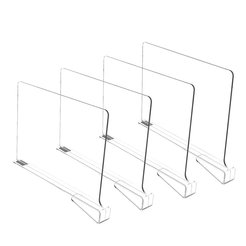Transparent Closet Shelf Divider, Adjustable Wardrobe Organizer for Clothes, Sweaters, Towels and Shelves, Reusable Plastic - product view 3