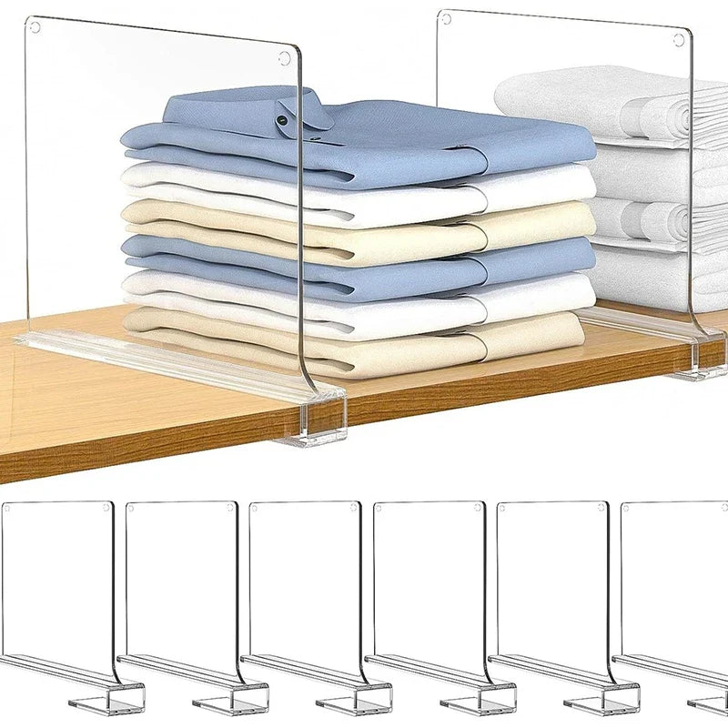 Transparent Closet Shelf Divider, Adjustable Wardrobe Organizer for Clothes, Sweaters, Towels and Shelves, Reusable Plastic - product view 4