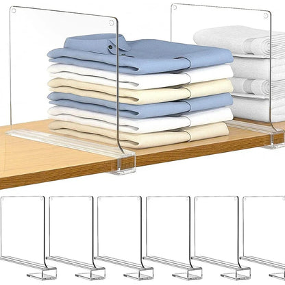 Transparent Closet Shelf Divider, Adjustable Wardrobe Organizer for Clothes, Sweaters, Towels and Shelves, Reusable Plastic - product view 4