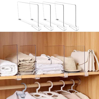 Transparent Closet Shelf Divider, Adjustable Wardrobe Organizer for Clothes, Sweaters, Towels and Shelves, Reusable Plastic - product view 5
