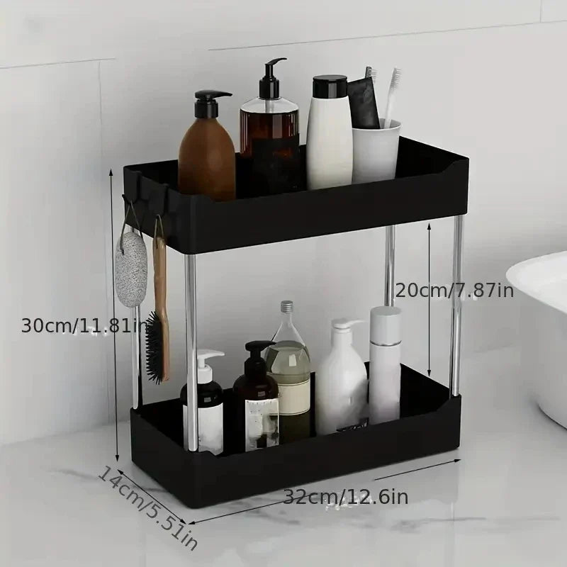 2-Tier or 3-Tier Plastic Spice Rack, Countertop Seasoning Organizer in White or Black for Kitchen Storage - product view 3