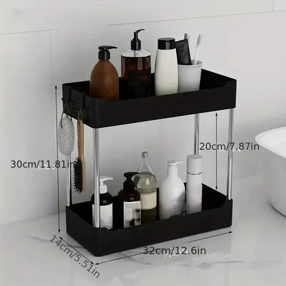 2-Tier or 3-Tier Plastic Spice Rack, Countertop Seasoning Organizer in White or Black for Kitchen Storage - product view 3
