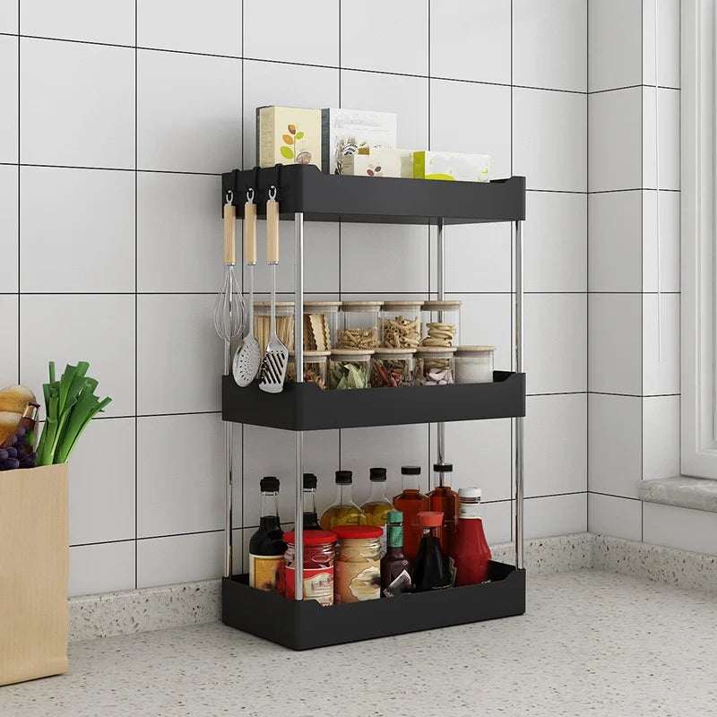 2-Tier or 3-Tier Plastic Spice Rack, Countertop Seasoning Organizer in White or Black for Kitchen Storage - product view 5