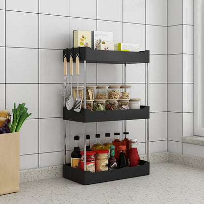 2-Tier or 3-Tier Plastic Spice Rack, Countertop Seasoning Organizer in White or Black for Kitchen Storage - product view 5