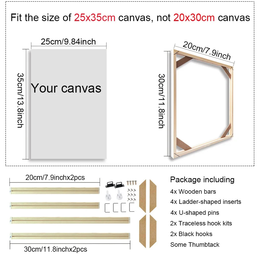 Modern Wooden Picture Frame, Rectangular Canvas and Painting Frame in Multiple Sizes for Wall Art and Photo Display - product view 2