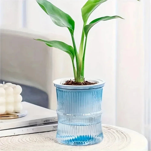 Self-Watering Planter Insert, Transparent Double-Layer Plastic Flower Pot, Water Storage, 12 × 10.5 cm, 5 Colors - product view 1