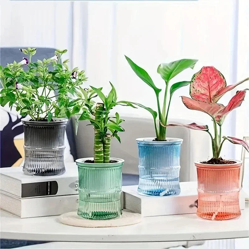 Self-Watering Planter Insert, Transparent Double-Layer Plastic Flower Pot, Water Storage, 12 × 10.5 cm, 5 Colors - product view 6